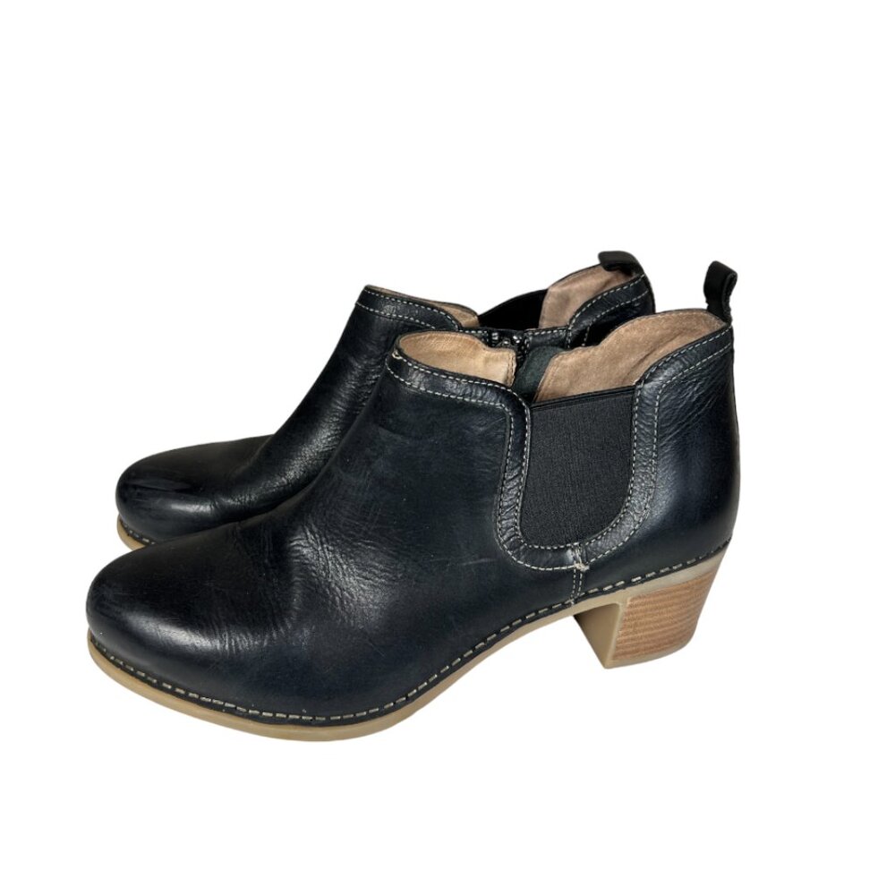 Dansko Dark Leather Ankle Boots Short Heel
